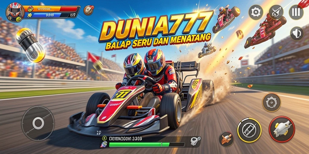 Tampilan gameplay DUNIA777 yang seru dalam balapan mobil.