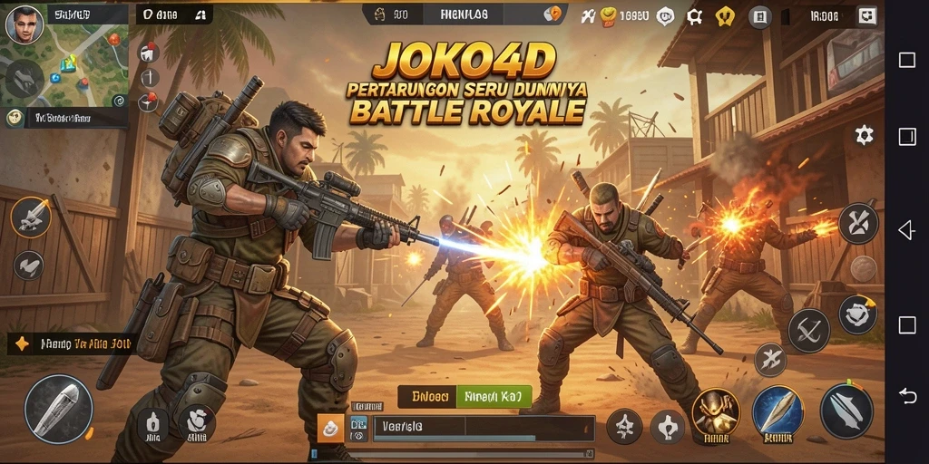 Tampilan gameplay seru dari JOKO4D dengan aksi Battle Royale yang intens.
